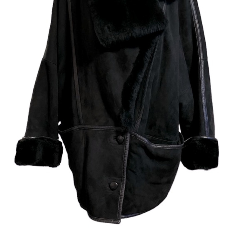 Vintage Christia Hana K Suede Fur Black Coat - Picture 5 of 17